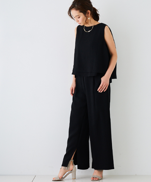 STUDIOUS（ステュディオス）の「リネンライクAラインレイヤードブラウス（シャツ/ブラウス・レディース・アイボリー/ブラック/ブラウン/ライトグレー/ブラック系その他/キャメル・FREE）」の9枚目の写真