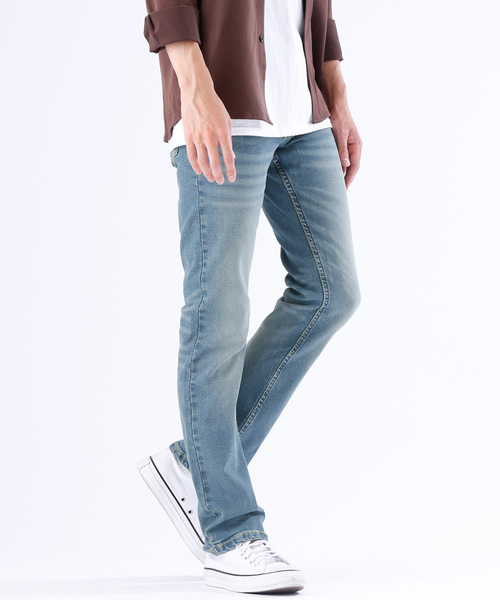 MONO-MART(モノマート)の「ストレッチテーパードデニムパンツ/スリムスキニーパンツ(デニムパンツ・メンズ・ブルー系その他2/ブラック系その他/ブラック/ワンウォッシュ/ブルー系その他・LL/L/S/M)」の1枚目の写真