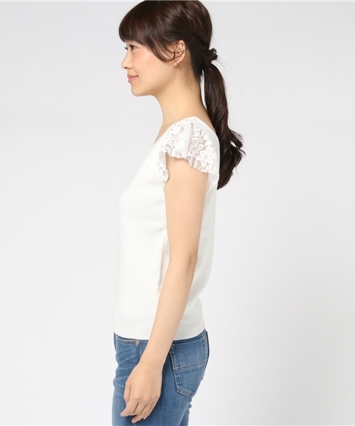 PROPORTION BODY DRESSING（プロポーションボディドレッシング）の「【CanCam7月号掲載】ラッフルスリーブVネックニット（ニット/セーター・レディース・ピンク/ホワイト/ブラウン・3/2）」の10枚目の写真