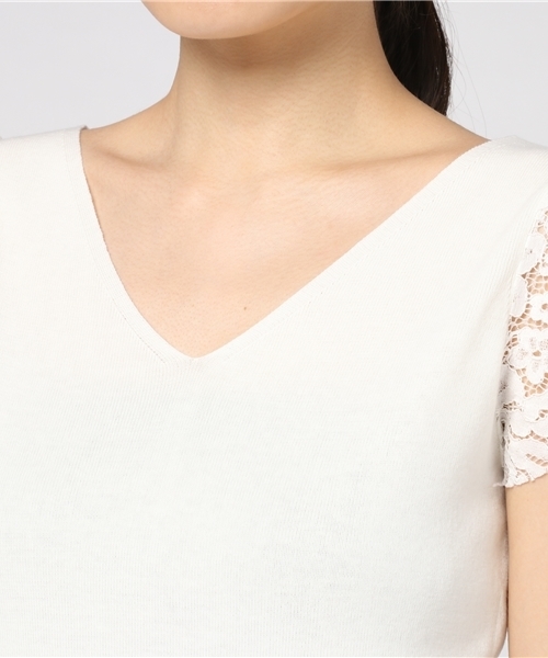 PROPORTION BODY DRESSING（プロポーションボディドレッシング）の「【CanCam7月号掲載】ラッフルスリーブVネックニット（ニット/セーター・レディース・ピンク/ホワイト/ブラウン・3/2）」の5枚目の写真