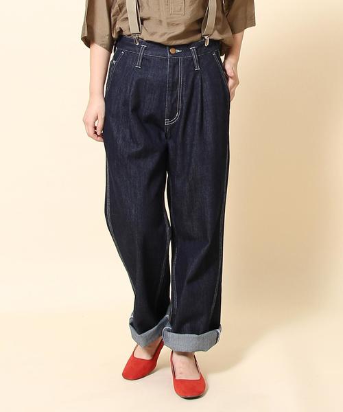 coen（コーエン）の「SMITHタックワイドパンツ（その他パンツ・レディース・ブラウン/ネイビー・MEDIUM/LARGE）」の2枚目の写真