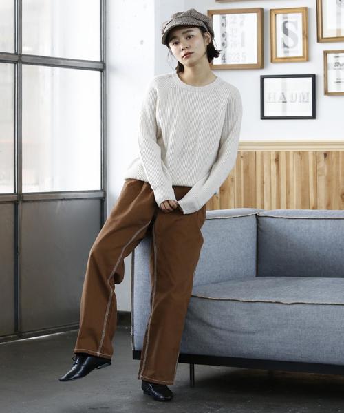 coen（コーエン）の「SMITHタックワイドパンツ（その他パンツ・レディース・ブラウン/ネイビー・MEDIUM/LARGE）」の3枚目の写真