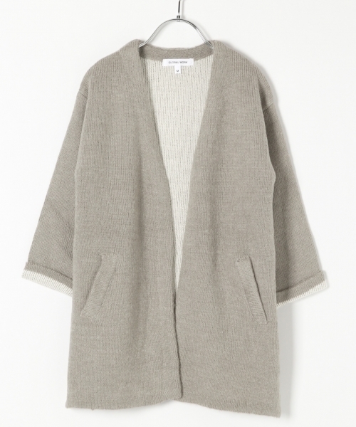 てぃーち　　カーディガン　ウール　グレー ジーラ GeeRA ミックスシャギーVネックカーディガン （グレー