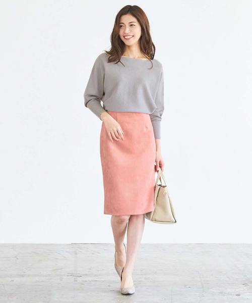 UR'S（ユアーズ）の「ﾎﾞｰﾄﾈｯｸﾄﾞﾙﾏﾝﾆｯﾄ（ニット/セーター・レディース・ブラック/モカ/パープル/グリーン/杢グレー・FREE）」の3枚目の写真