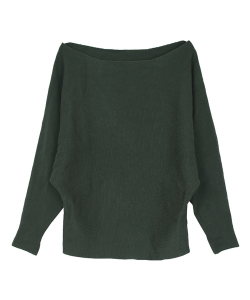 UR'S（ユアーズ）の「ﾎﾞｰﾄﾈｯｸﾄﾞﾙﾏﾝﾆｯﾄ（ニット/セーター・レディース・ブラック/モカ/パープル/グリーン/杢グレー・FREE）」の5枚目の写真