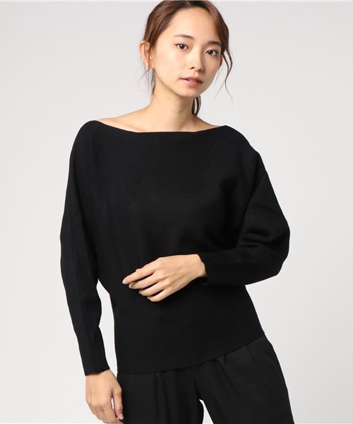 UR'S（ユアーズ）の「ﾎﾞｰﾄﾈｯｸﾄﾞﾙﾏﾝﾆｯﾄ（ニット/セーター・レディース・ブラック/モカ/パープル/グリーン/杢グレー・FREE）」の21枚目の写真