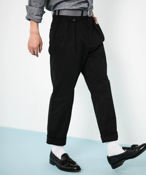 koe（コエ）の「ツイルストレッチ 2タックパンツ（その他パンツ・メンズ・ブラック/カーキ・L/M/S）」の2枚目の写真