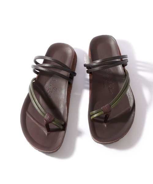 whoop-de-doo（フープディドゥ）の「whoop-de-doo/フープディドゥ（478031）イタリアンレザー フットベッドサンダル（サンダル・メンズ・ダークブラウン/ネイビー/ブラウン/ブラック/マルチ/パープル/グリーン/ネイビー系2/ダークブラウン系1・40/41/42/43/44/35/36/38/37/39/45）」の4枚目の写真