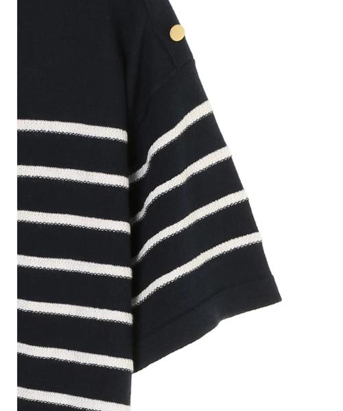 AMERICAN HOLIC（アメリカンホリック）の「・半袖肩釦付きボーダープルオーバー（ニット/セーター・レディース・ネイビー/ブラック/オフホワイト・FREE）」の7枚目の写真