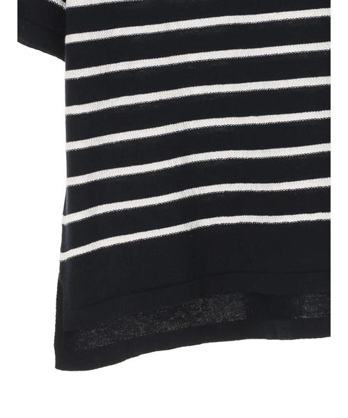 AMERICAN HOLIC（アメリカンホリック）の「・半袖肩釦付きボーダープルオーバー（ニット/セーター・レディース・ネイビー/ブラック/オフホワイト・FREE）」の6枚目の写真
