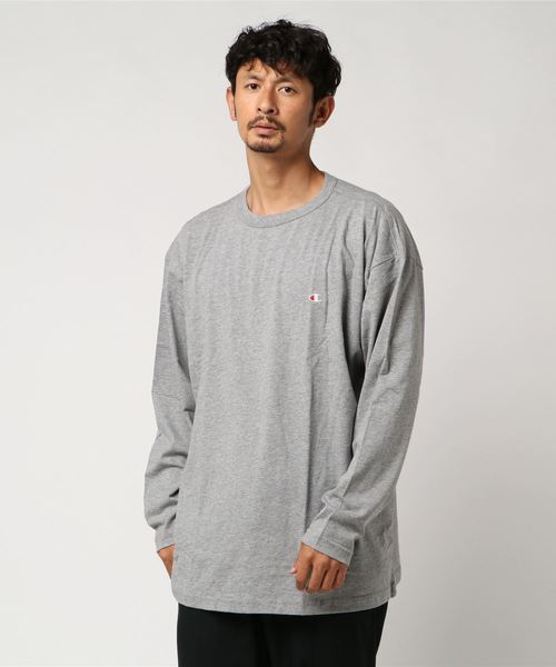 Right-on(ライトオン)の「【Champion】ロングスリーブTシャツ (Tシャツ/カットソー・メンズ・ブラック/ネイビー/ホワイト/グレー・3L/4L/2L)」の3枚目の写真
