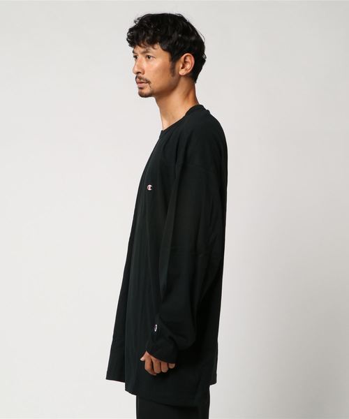 Right-on(ライトオン)の「【Champion】ロングスリーブTシャツ (Tシャツ/カットソー・メンズ・ブラック/ネイビー/ホワイト/グレー・3L/4L/2L)」の5枚目の写真