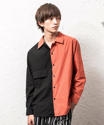 MinoriTY | レギュラーカラーポケット長袖シャツ/ツートン/ＢＩＧシルエット(シャツ/ブラウス)