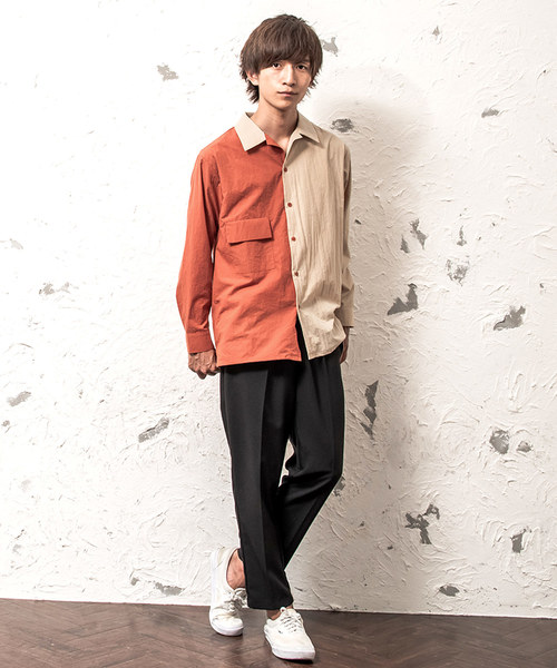 MinoriTY（マイノリティ）の「レギュラーカラーポケット長袖シャツ/ツートン/ＢＩＧシルエット（シャツ/ブラウス・メンズ・ブラック系その他/ホワイト系その他/ベージュ系その他/ブラウン系その他・M/L）」の11枚目の写真