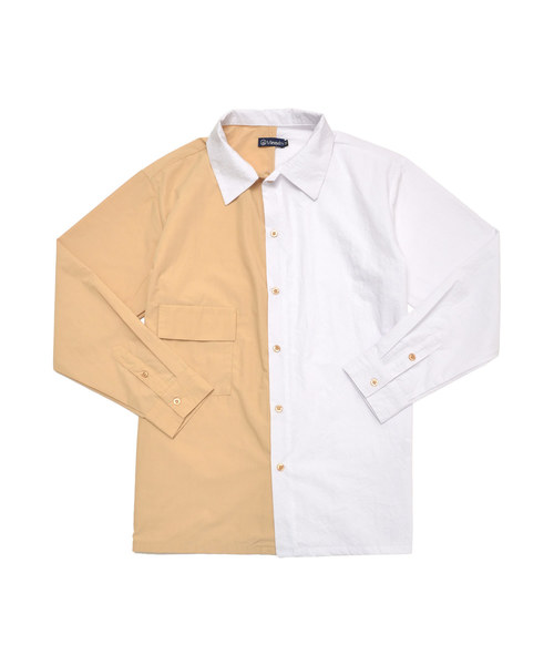 MinoriTY（マイノリティ）の「レギュラーカラーポケット長袖シャツ/ツートン/ＢＩＧシルエット（シャツ/ブラウス・メンズ・ブラック系その他/ホワイト系その他/ベージュ系その他/ブラウン系その他・M/L）」の17枚目の写真