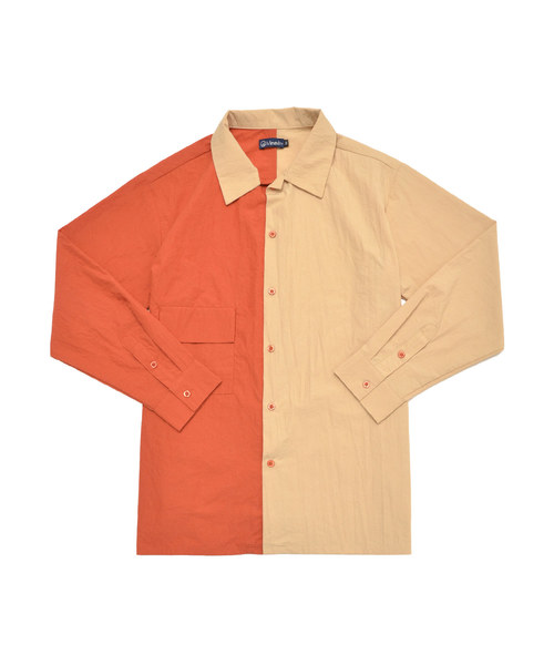 MinoriTY（マイノリティ）の「レギュラーカラーポケット長袖シャツ/ツートン/ＢＩＧシルエット（シャツ/ブラウス・メンズ・ブラック系その他/ホワイト系その他/ベージュ系その他/ブラウン系その他・M/L）」の6枚目の写真