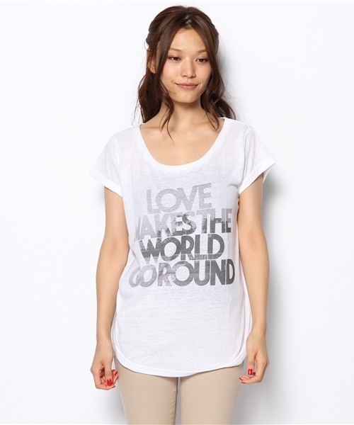 laule'a sunny side store（ラウレアサニーサイドストア）の「モノクロフォトメッセージTee（Tシャツ/カットソー・レディース・ホワイト・FREE）」の2枚目の写真