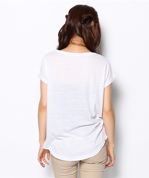 laule'a sunny side store（ラウレアサニーサイドストア）の「モノクロフォトメッセージTee（Tシャツ/カットソー・レディース・ホワイト・FREE）」の4枚目の写真