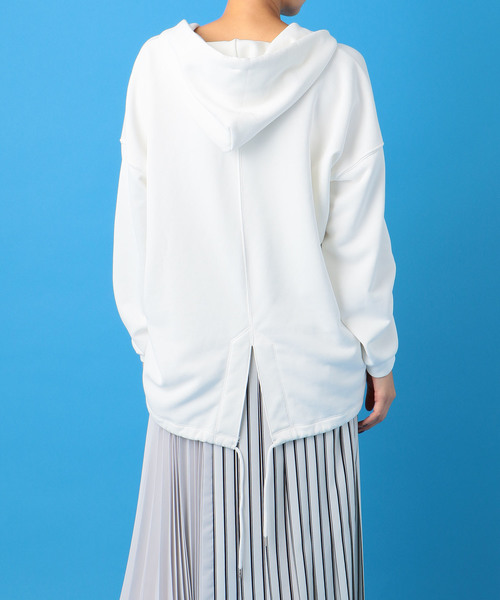 NINE（ナイン）の「裏毛ドロストフーディー（パーカー・レディース・オフホワイト/オレンジ・FREE）」の5枚目の写真