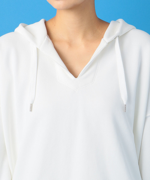 NINE（ナイン）の「裏毛ドロストフーディー（パーカー・レディース・オフホワイト/オレンジ・FREE）」の6枚目の写真