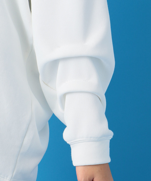 NINE（ナイン）の「裏毛ドロストフーディー（パーカー・レディース・オフホワイト/オレンジ・FREE）」の8枚目の写真