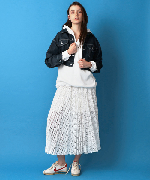 NINE（ナイン）の「裏毛ドロストフーディー（パーカー・レディース・オフホワイト/オレンジ・FREE）」の11枚目の写真