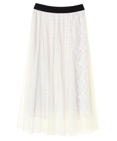 Editt by YECCA VECCA（エディットバイイェッカヴェッカ）の「レースブロッキングチュールスカート（スカート・レディース・アイボリー/ネイビー・フリー）」の17枚目の写真
