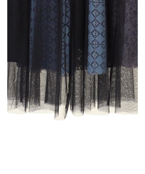 Editt by YECCA VECCA（エディットバイイェッカヴェッカ）の「レースブロッキングチュールスカート（スカート・レディース・アイボリー/ネイビー・フリー）」の8枚目の写真