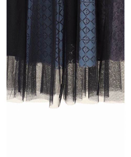 Editt by YECCA VECCA（エディットバイイェッカヴェッカ）の「レースブロッキングチュールスカート（スカート・レディース・アイボリー/ネイビー・フリー）」の6枚目の写真