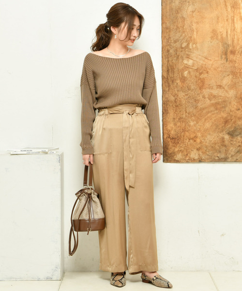 DouDou（ドゥドゥ）の「サテンイージーパンツ（その他パンツ・レディース・ベージュ/サックスブルー/ピンク・FREE）」の8枚目の写真