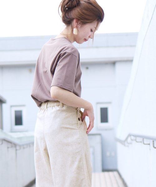 reca(レカ)の「サイドボタンタック入りリネンワイドパンツ(その他パンツ・レディース・ライトベージュ/カーキ/キャメル・FREE)」の6枚目の写真