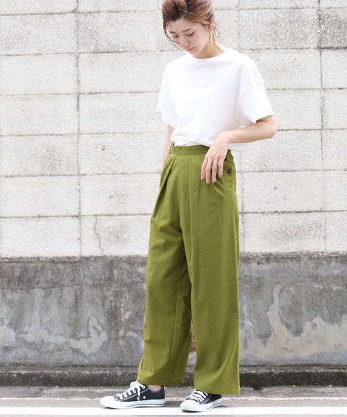 reca(レカ)の「サイドボタンタック入りリネンワイドパンツ(その他パンツ・レディース・ライトベージュ/カーキ/キャメル・FREE)」の15枚目の写真