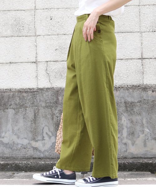 reca(レカ)の「サイドボタンタック入りリネンワイドパンツ(その他パンツ・レディース・ライトベージュ/カーキ/キャメル・FREE)」の16枚目の写真