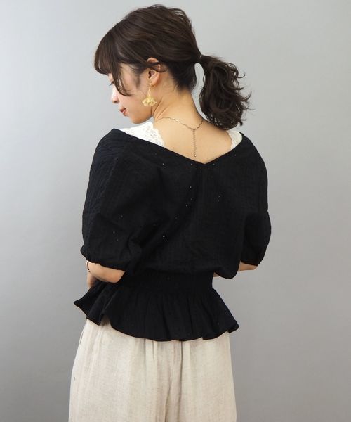 tiptop（ティップトップ）の「総刺繍カシュクールブラウス（シャツ/ブラウス・レディース・ブラック/ベージュ/オフホワイト・FREE）」の11枚目の写真