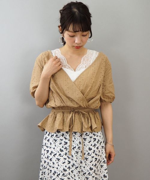 tiptop（ティップトップ）の「総刺繍カシュクールブラウス（シャツ/ブラウス・レディース・ブラック/ベージュ/オフホワイト・FREE）」の12枚目の写真