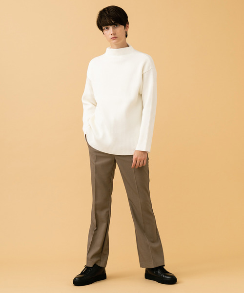 STUDIOUS（ステュディオス）の「【STUDIOUS】プレミアムリブ編みモックネックニット（ニット/セーター・メンズ・オフホワイト/ブラック/キャメル・1/2/3）」の11枚目の写真