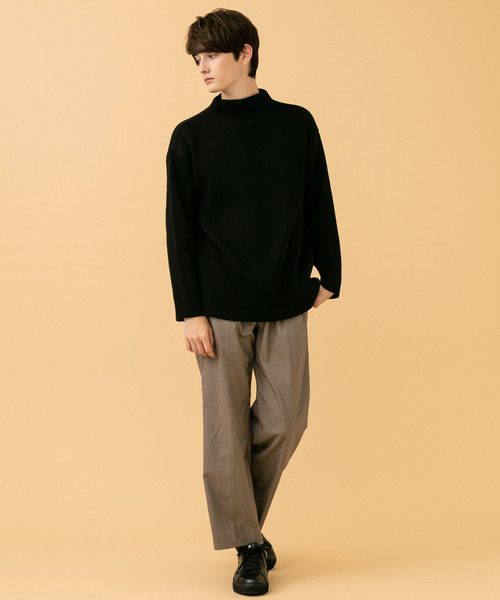STUDIOUS（ステュディオス）の「【STUDIOUS】プレミアムリブ編みモックネックニット（ニット/セーター・メンズ・オフホワイト/ブラック/キャメル・1/2/3）」の13枚目の写真