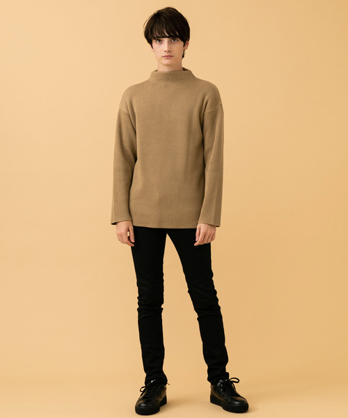 STUDIOUS（ステュディオス）の「【STUDIOUS】プレミアムリブ編みモックネックニット（ニット/セーター・メンズ・オフホワイト/ブラック/キャメル・1/2/3）」の15枚目の写真