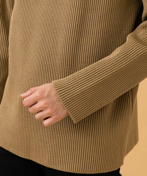 STUDIOUS（ステュディオス）の「【STUDIOUS】プレミアムリブ編みモックネックニット（ニット/セーター・メンズ・オフホワイト/ブラック/キャメル・1/2/3）」の4枚目の写真