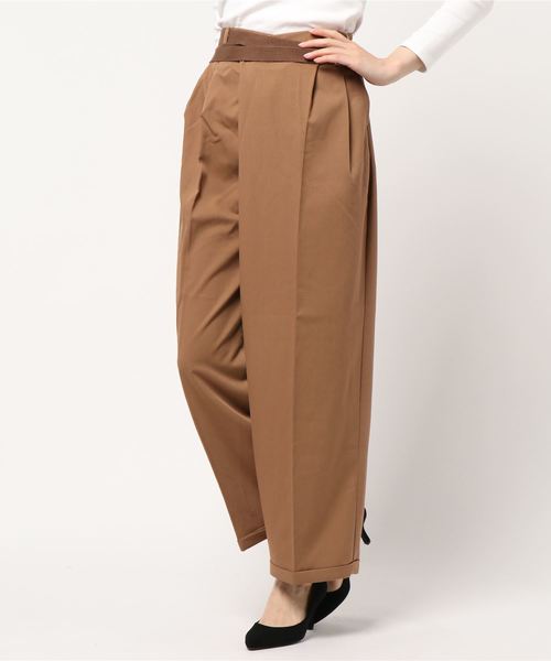 STYLEBLOCK（スタイルブロック）の「ツイルベルトラップタックワイドパンツ（その他パンツ・レディース・モカ/ベージュ/ブラウン/ブルー/カーキ・M）」の3枚目の写真