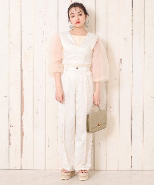 one after another NICE CLAUP（ワンアフターアナザーナイスクラップ）の「レオパード箔プリントパンツ（その他パンツ・レディース・ベージュ/オフホワイト・FREE）」の5枚目の写真