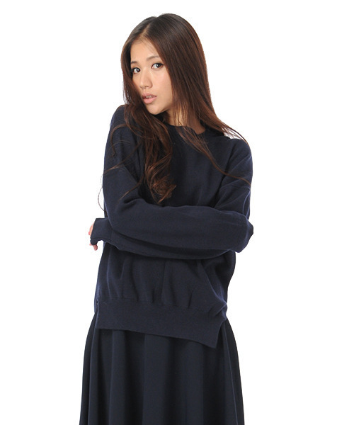 AMBIENT（アンビエント）の「ラウンドネックベーシックニットトップス（ニット/セーター・レディース・ホワイト×ネイビー/ブルー系その他/ネイビー/グレー・FREE）」の13枚目の写真