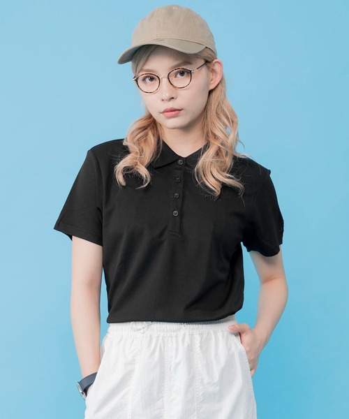 FILA（フィラ）の「【FILA/フィラ】WEB限定 別注 ワンポイント ロゴ刺繍 UVカット 半袖ポロシャツ（ポロシャツ・レディース・ネイビー/ホワイト/ブラック/ピンク/ブラック系その他/ホワイト系その他・M/L/LL/3L）」の4枚目の写真