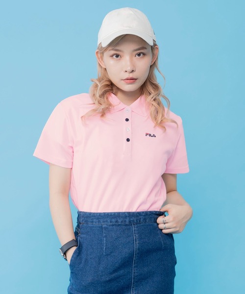 FILA（フィラ）の「【FILA/フィラ】WEB限定 別注 ワンポイント ロゴ刺繍 UVカット 半袖ポロシャツ（ポロシャツ・レディース・ネイビー/ホワイト/ブラック/ピンク/ブラック系その他/ホワイト系その他・M/L/LL/3L）」の6枚目の写真
