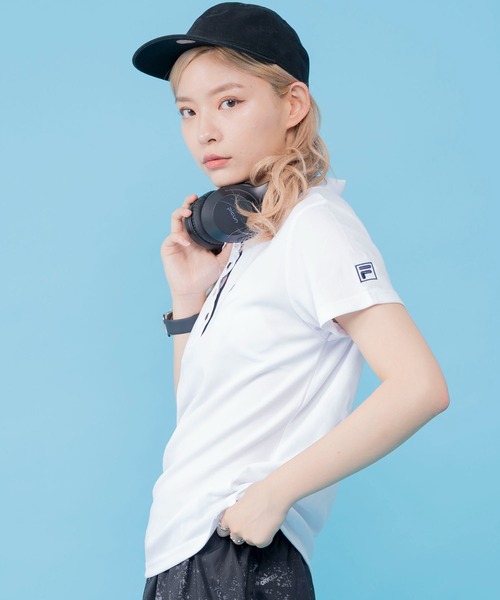 FILA（フィラ）の「【FILA/フィラ】WEB限定 別注 ワンポイント ロゴ刺繍 UVカット 半袖ポロシャツ（ポロシャツ・レディース・ネイビー/ホワイト/ブラック/ピンク/ブラック系その他/ホワイト系その他・M/L/LL/3L）」の13枚目の写真