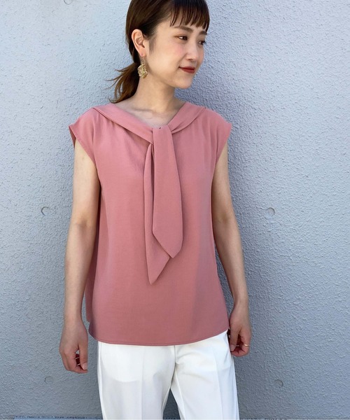 PICCIN（ピッチン）の「前後2WAYボウタイブラウス（シャツ/ブラウス・レディース・ブラック/オフホワイト/ピンク・M/L）」の3枚目の写真