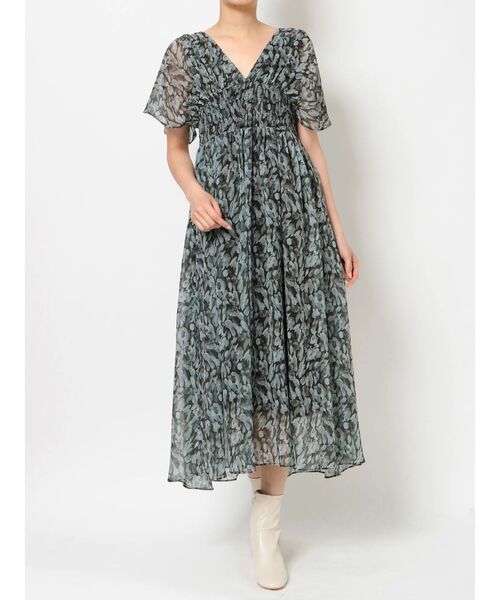 セール マーブルペイントフラワーシャーリングワンピース ワンピース Mercuryduo マーキュリーデュオ のファッション通販 Zozotown