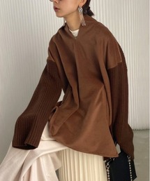 Ameri | HOODED DOCKING KNIT(ニット/セーター)