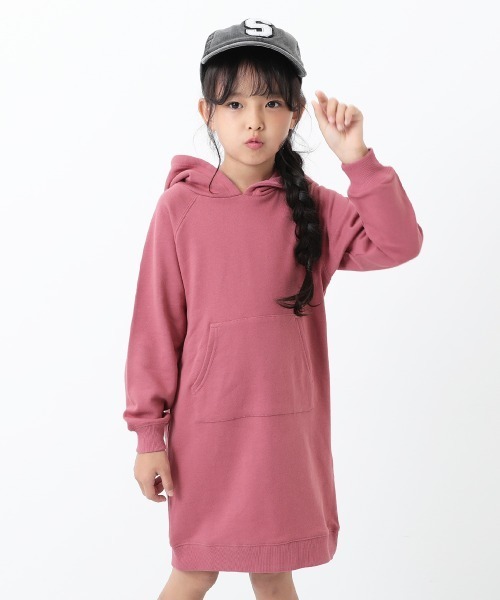 devirock（デビロック）の「スウェットパーカーワンピース（ワンピース・キッズ・パープル系その他/ワイン/ラベンダー/ライトブラウン/グリーン系その他/ブラック/ブルーグレー/キャメル/カーキ/杢グレー/モカ/スモークピンク・160cm/100cm/110cm/150cm/130cm/90cm/120cm/140cm/80ｃｍ）」の9枚目の写真