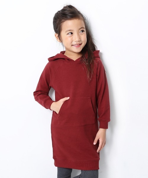 devirock（デビロック）の「スウェットパーカーワンピース（ワンピース・キッズ・パープル系その他/ワイン/ラベンダー/ライトブラウン/グリーン系その他/ブラック/ブルーグレー/キャメル/カーキ/杢グレー/モカ/スモークピンク・160cm/100cm/110cm/150cm/130cm/90cm/120cm/140cm/80ｃｍ）」の12枚目の写真